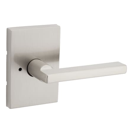 Kwikset Halifax Lever with Rectangular Rose Privacy Door Lock with 6AL Latch, RCS Strike Satin Nickel Finish 730HFLRCT-15